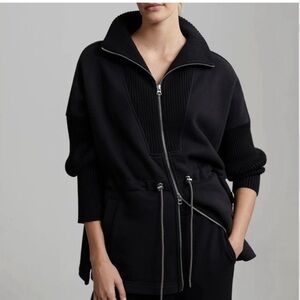 VARLEY Ridgefield Sweatshirt Jacket Pockets Women SZ S Black Preppy Long Funnel